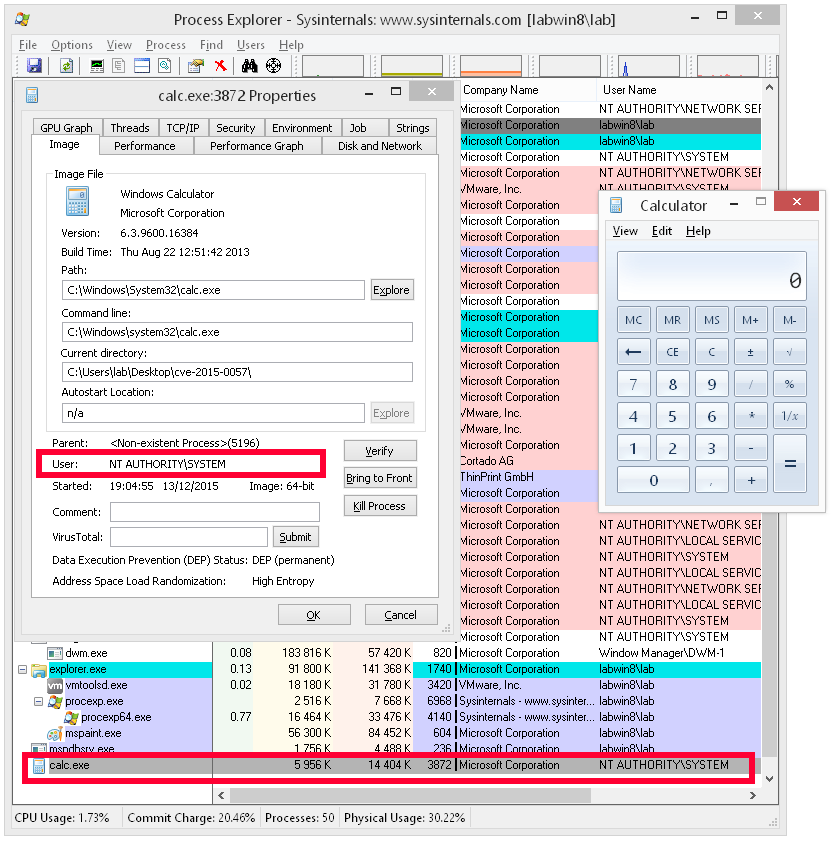Successful CVE-2015-0057 exploitation