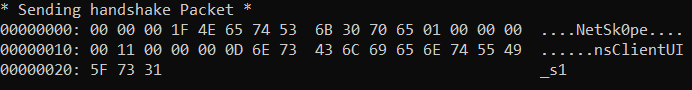 Handshake packet showing NetSkope signature